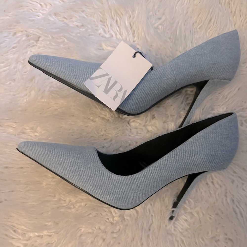 NWT Zara denim heels
